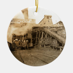 Coal tipple at Gaston mine Ceramic Ornament