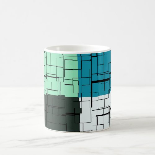 Coal White Teal Green Aqua Blue Modern Pattern Coffee Mug