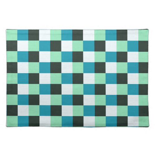 Coal White Teal Green Aqua Blue Modern Pattern Placemat