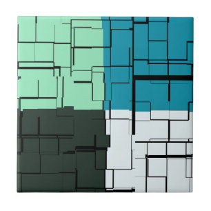 Coal White Teal Green Aqua Blue Modern Pattern Tile