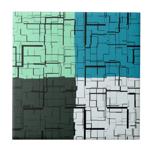Coal White Teal Green Aqua Blue Modern Pattern Tile