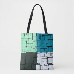 Coal White Teal Green Aqua Blue Modern Pattern Tote Bag