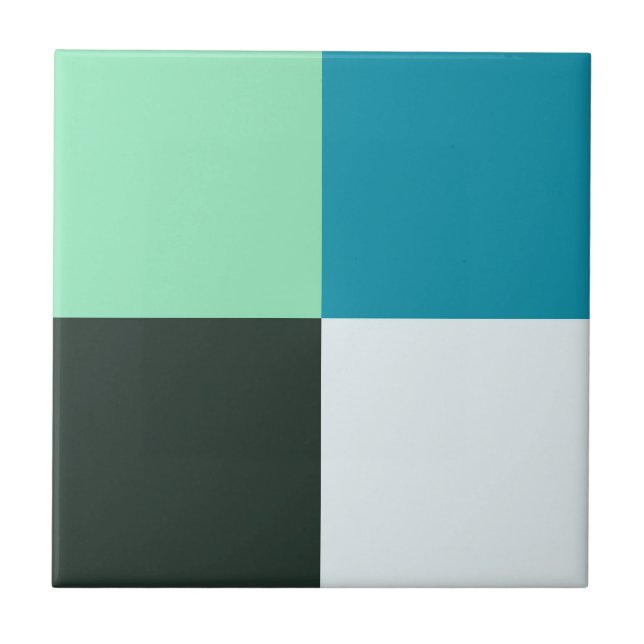 Coal White Teal Green Blue Aqua Turquoise Ceramic Tile (Front)