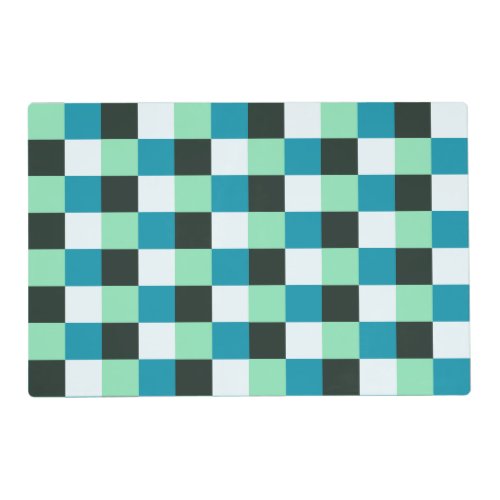 Coal White Teal Green Blue Aqua Turquoise Plaid Placemat