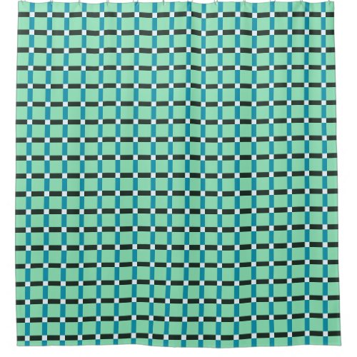 Coal White Teal Green Blue Aqua Turquoise Shower Curtain