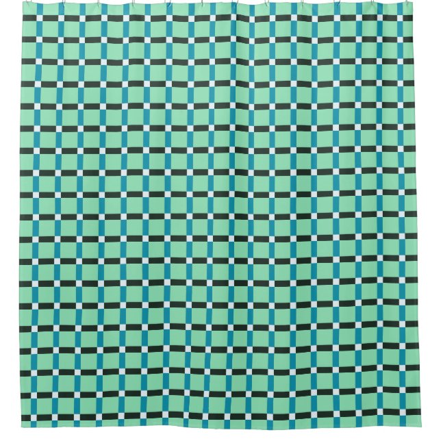 Coal White Teal Green Blue Aqua Turquoise Shower Curtain (Front)