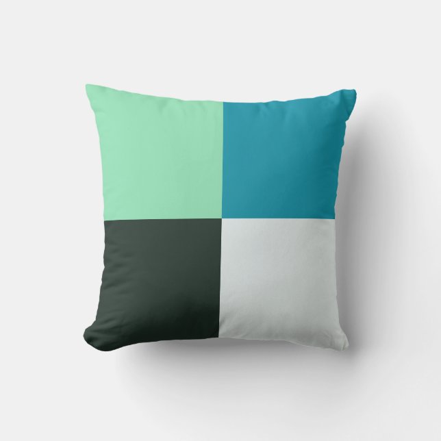 Coal White Teal Green Blue Aqua Turquoise Throw Pillow (Front)