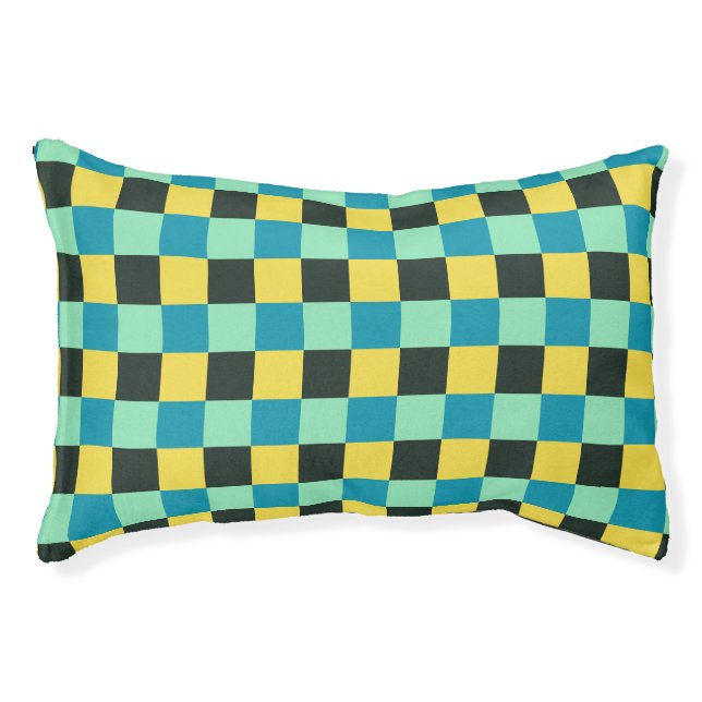 Coal Yellow Teal Green Blue Aqua Turquoise Pet Bed (Front)