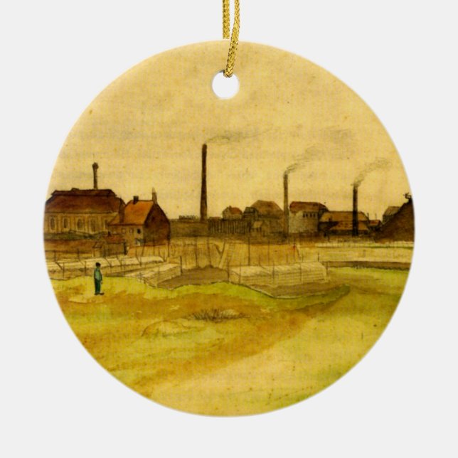 Coalmine in the Borinage by Vincent van Gogh Ceramic Ornament (Front)