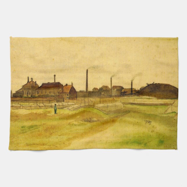 Coalmine in the Borinage by Vincent van Gogh Kitchen Towel (Horizontal)