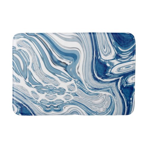 coast beach nautical waves watercolor blue swirls bath mat