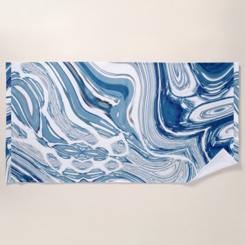 coast beach nautical waves watercolor blue swirls beach towel