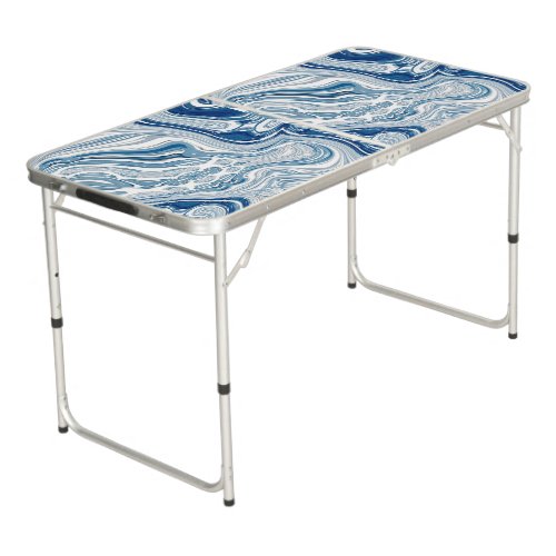 coast beach nautical waves watercolor blue swirls beer pong table