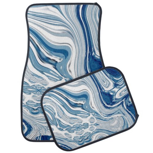 coast beach nautical waves watercolor blue swirls car floor mat