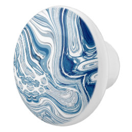 coast beach nautical waves watercolor blue swirls ceramic knob
