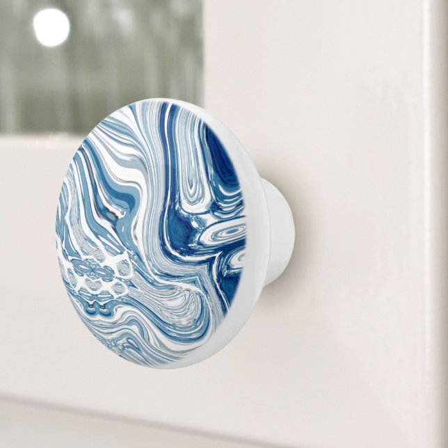 coast beach nautical waves watercolor blue swirls ceramic knob (coast beach nautical waves watercolor blue swirls ceramic knob)