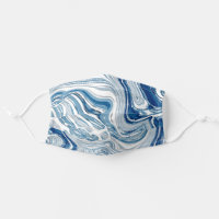 coast beach nautical waves watercolor blue swirls cloth face mask