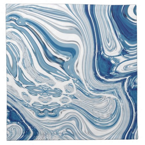 coast beach nautical waves watercolor blue swirls cloth napkin
