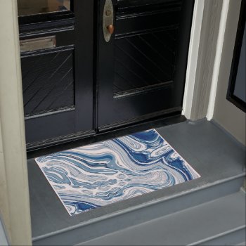 Coast Beach Nautical Waves Watercolor Blue Swirls Doormat by CHICELEGANT at Zazzle