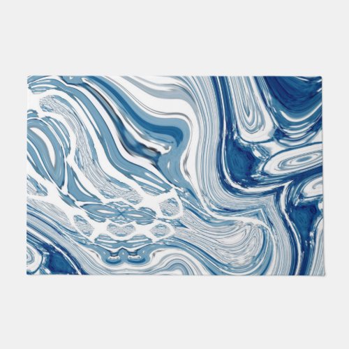 coast beach nautical waves watercolor blue swirls doormat