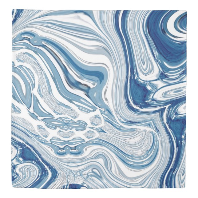 coast beach nautical waves watercolor blue swirls duvet cover (Front)