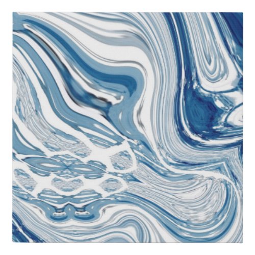 coast beach nautical waves watercolor blue swirls faux canvas print