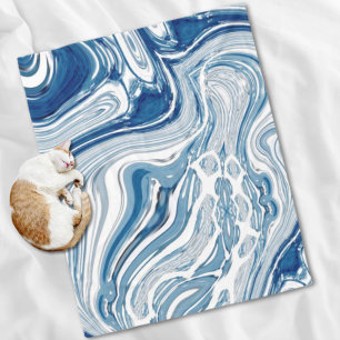 coast beach nautical waves watercolor blue swirls fleece blanket