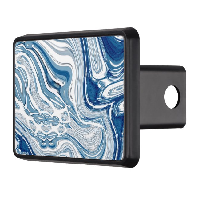 coast beach nautical waves watercolor blue swirls hitch cover (Left)