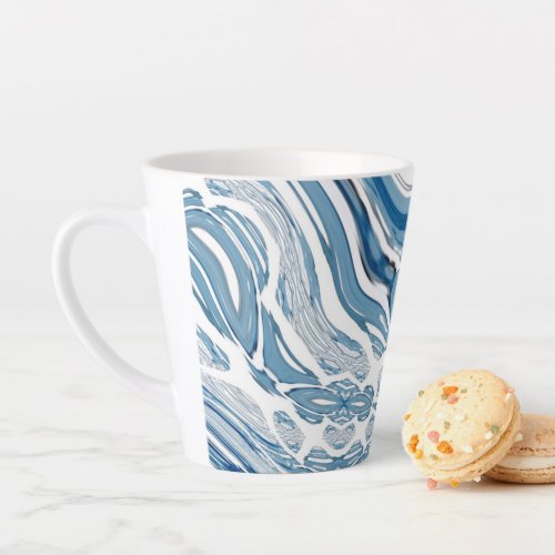 coast beach nautical waves watercolor blue swirls latte mug
