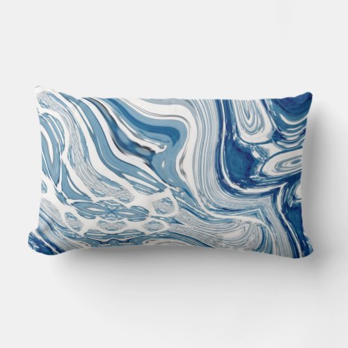 coast beach nautical waves watercolor blue swirls lumbar pillow
