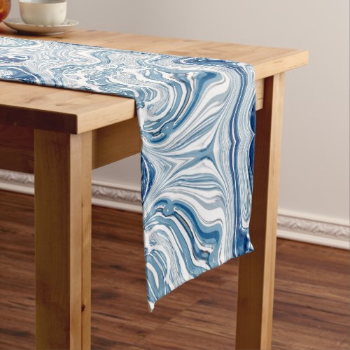 coast beach nautical waves watercolor blue swirls medium table runner