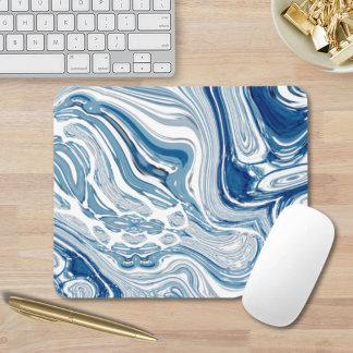 coast beach nautical waves watercolor blue swirls mouse pad