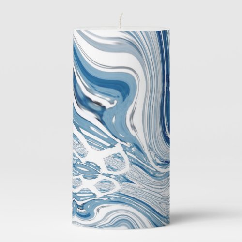 coast beach nautical waves watercolor blue swirls pillar candle