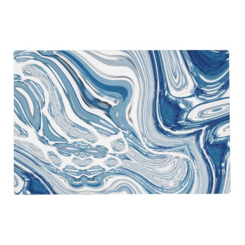 coast beach nautical waves watercolor blue swirls placemat