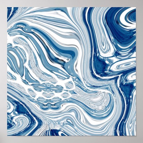coast beach nautical waves watercolor blue swirls poster