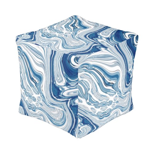 coast beach nautical waves watercolor blue swirls pouf