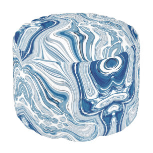coast beach nautical waves watercolor blue swirls pouf