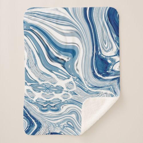 coast beach nautical waves watercolor blue swirls sherpa blanket