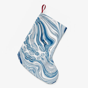 coast beach nautical waves watercolor blue swirls small christmas stocking