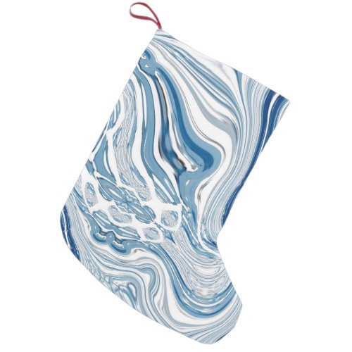 coast beach nautical waves watercolor blue swirls small christmas stocking