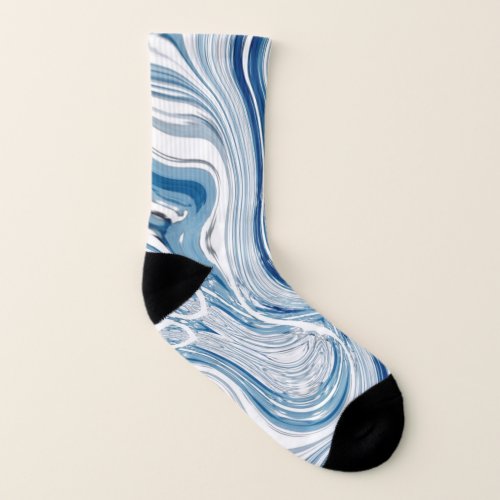 coast beach nautical waves watercolor blue swirls socks