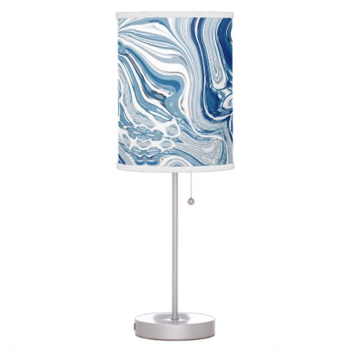 coast beach nautical waves watercolor blue swirls table lamp