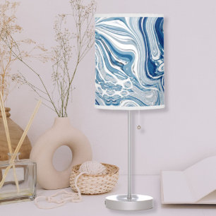 coast beach nautical waves watercolor blue swirls table lamp
