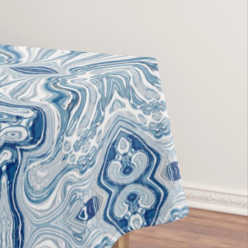 coast beach nautical waves watercolor blue swirls tablecloth