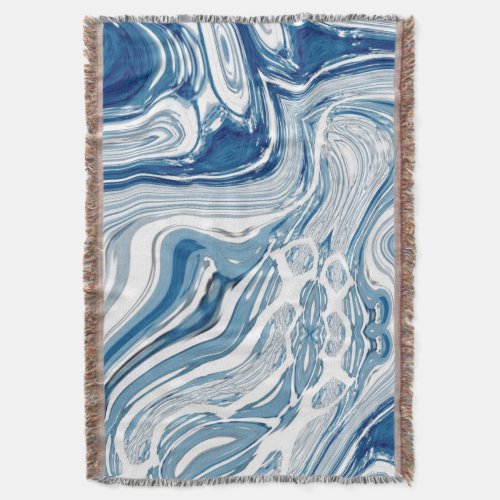 coast beach nautical waves watercolor blue swirls throw blanket