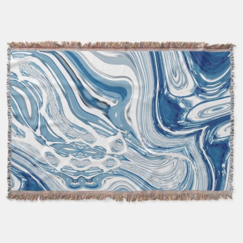 coast beach nautical waves watercolor blue swirls throw blanket