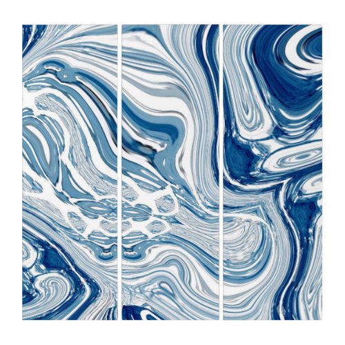 coast beach nautical waves watercolor blue swirls triptych