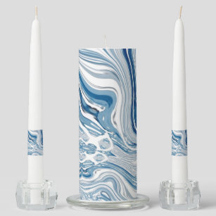 coast beach nautical waves watercolor blue swirls unity candle set