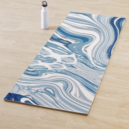 coast beach nautical waves watercolor blue swirls yoga mat