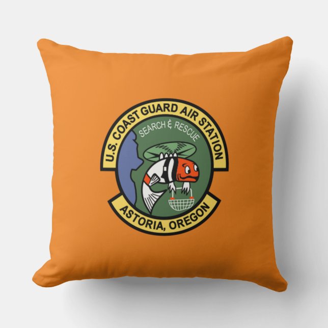 Coast Guard Air Station Astoria Throw Pillow (Front)